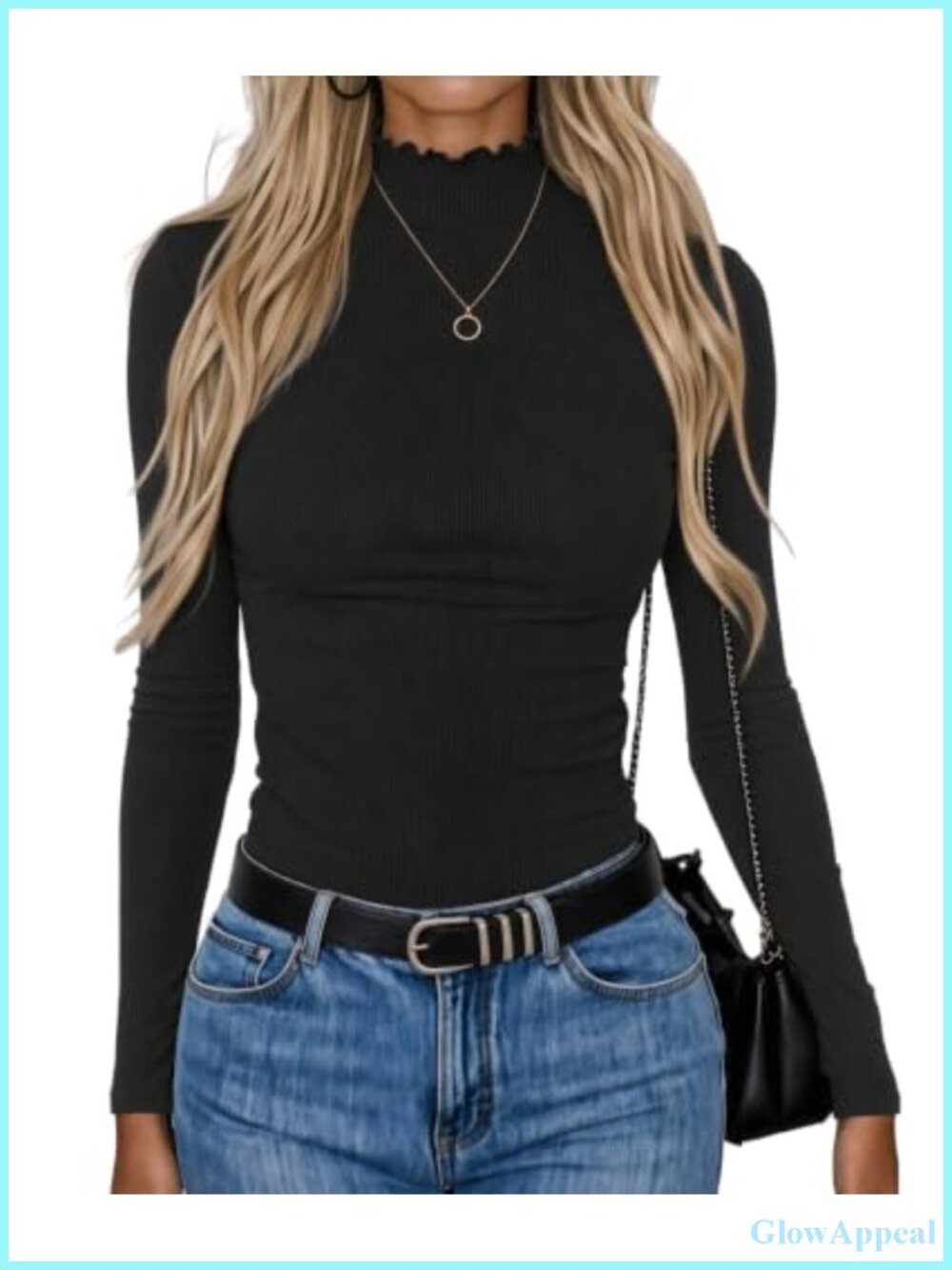 Zeagoo Women's Mock Neck Ribbed Slim Fit Long Sleeve Top Fall Shirt